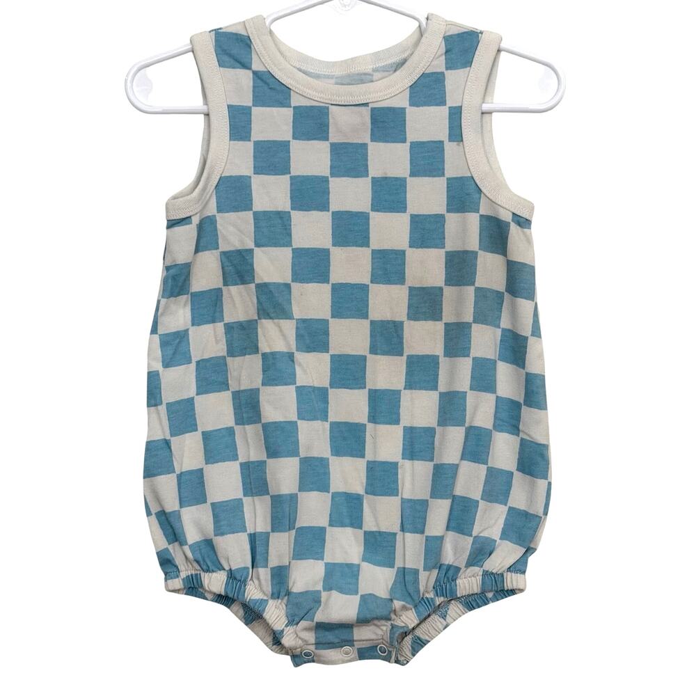 Cat & Jack Blue & White Checkered Bubble Romper Size 18 Months